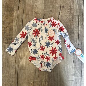 NWT Carter’s Baby Girls Floral Long Sleeve Rash Guard Swimsuit Size 3M UPF 50+